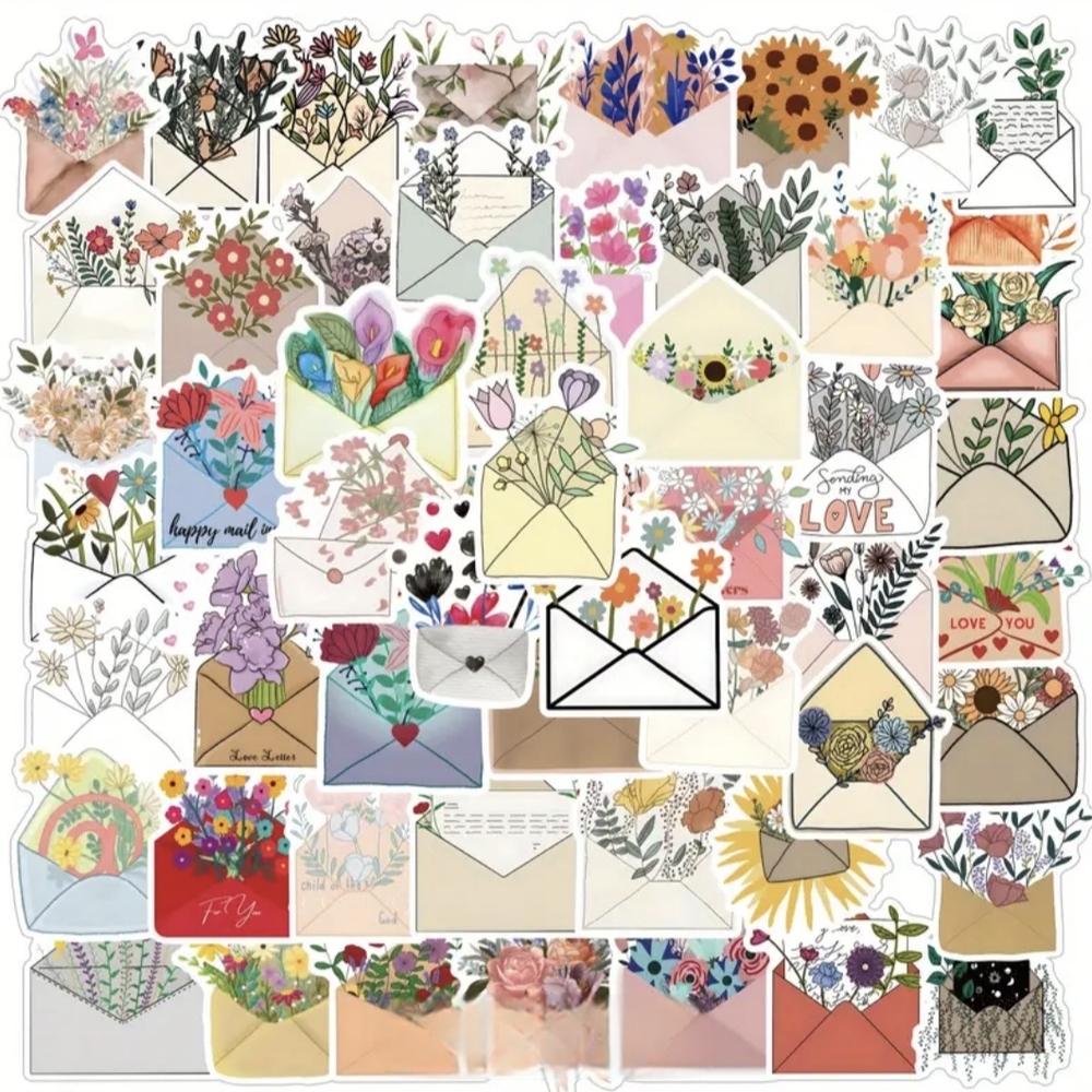 Floral Envelope Home Design Stickers 54 Count